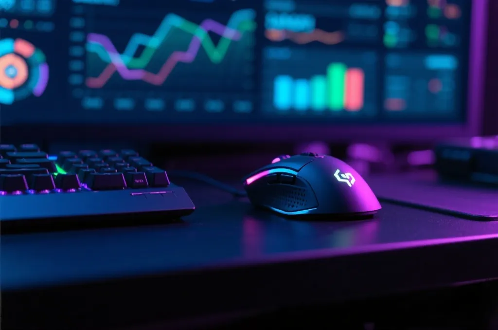 Close-up of a modern mechanical gaming keyboard and mouse with RGB backlighting